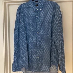 J Crew Mens large dress shirt - blue with white stars